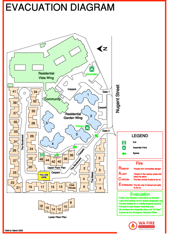 WA Fire: Evacuation Diagram. Building Evacuation Drill.