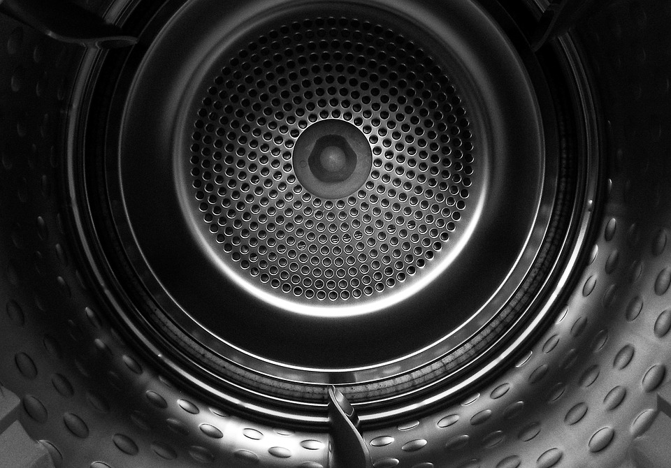 A photo of the inside of a clothes dryer